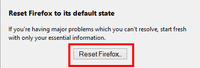 reset firefox