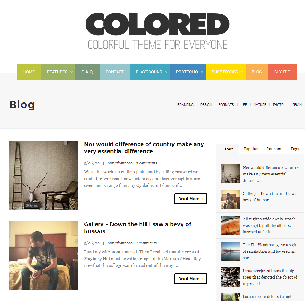 Colored template for blogger