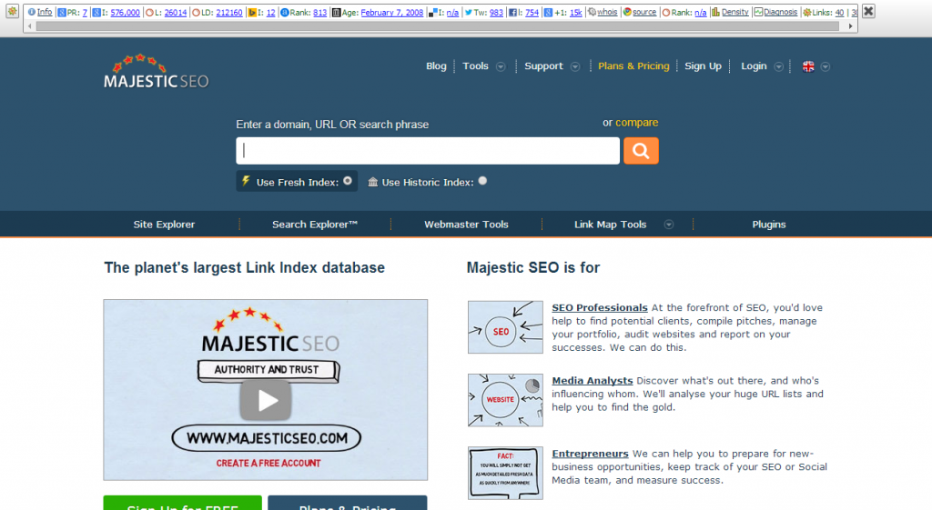 Majestic SEO   Backlink Checker   Site Explorer