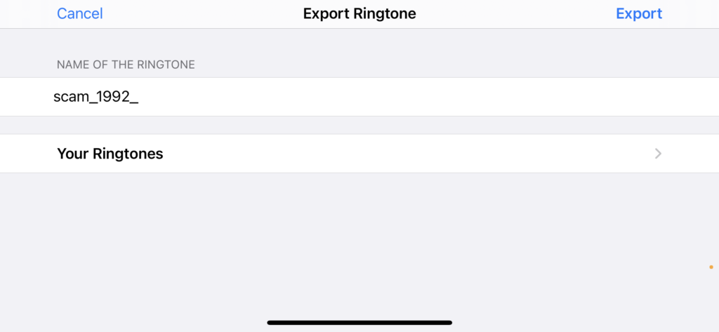 Export the custom ringtone